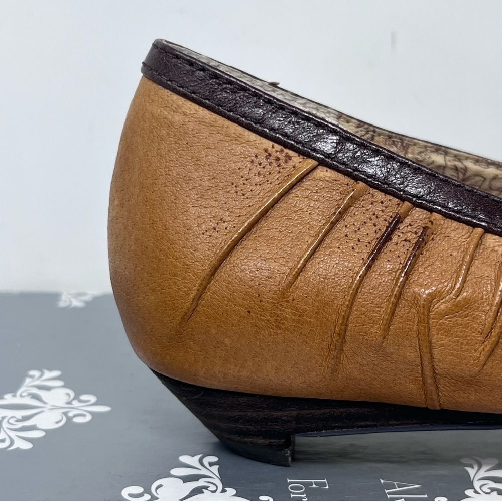 Kenzie Freya Leather Distressed Crinkle Strap Laced Toe Kitten Heel - Picture 8 of 11
